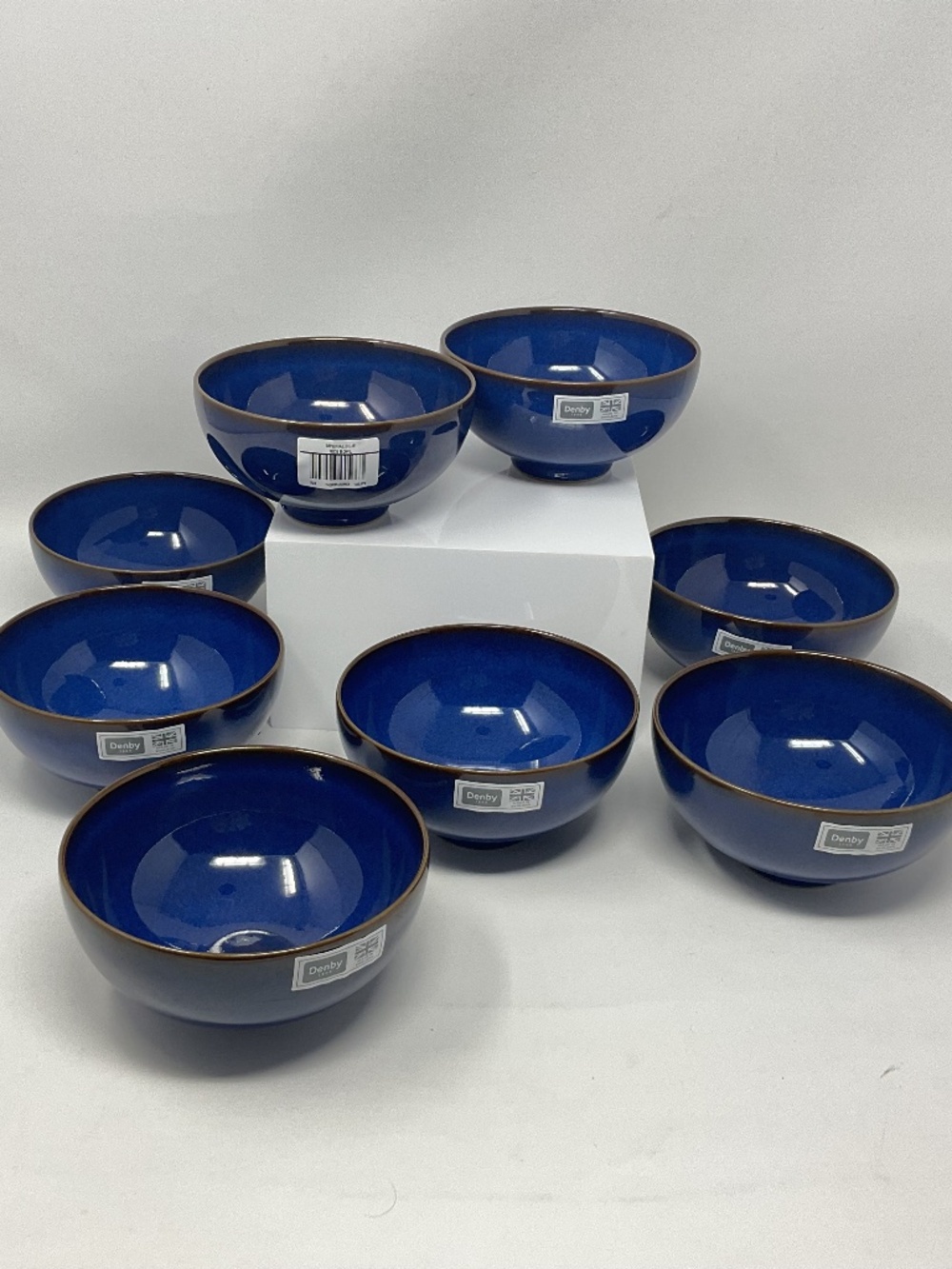 8 Denby Imperial Blue (retired) Stoneware Rice Bowls